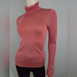 NWOT HERMES France Rosewood Pink Long Sleeve Silk Turtleneck Top S 38 FR